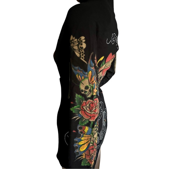 💔 NWT Vintage Ed Hardy + Christian Audigier Love Kills Slowly Butterfly Sweater - Picture 3 of 10